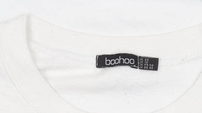 Boohoo Women’s White Plus Size 22 Pullover Logo Sweatshirt