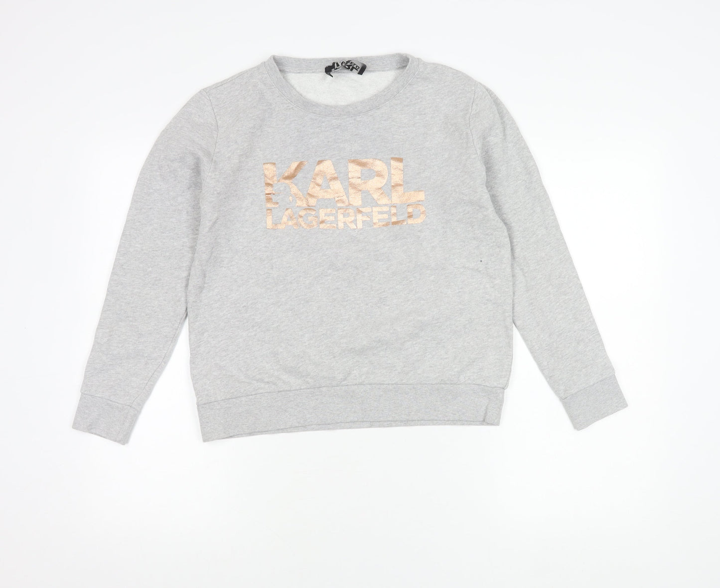 Karl Lagerfeld Women Grey XS Pullover Sweatshirt Logo Cotton
