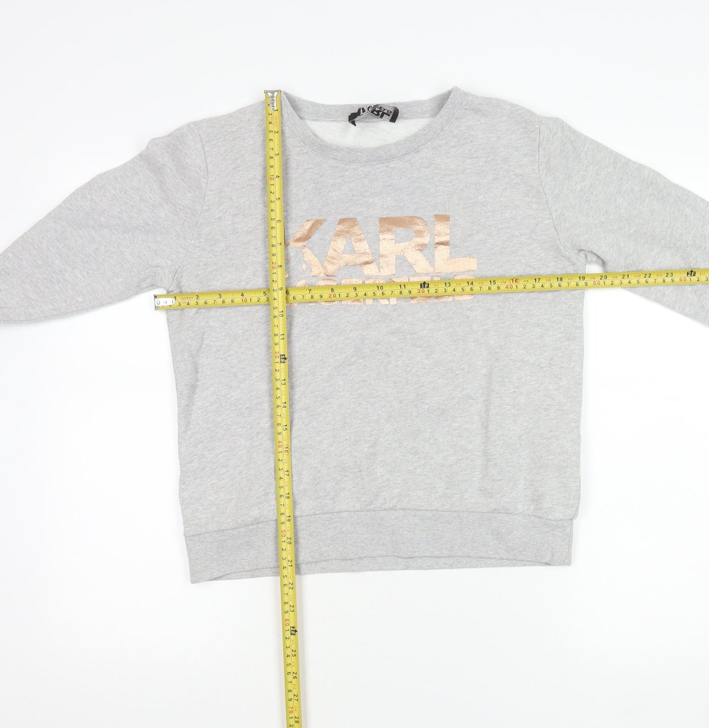 Karl Lagerfeld Women Grey XS Pullover Sweatshirt Logo Cotton