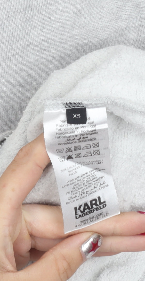 Karl Lagerfeld Women Grey XS Pullover Sweatshirt Logo Cotton