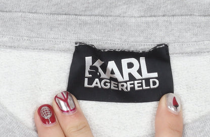 Karl Lagerfeld Women Grey XS Pullover Sweatshirt Logo Cotton