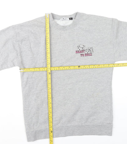 Spotted Womens Grey Small Pullover Sweatshirt Ready to Roll Graphic