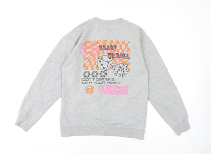Spotted Womens Grey Small Pullover Sweatshirt Ready to Roll Graphic