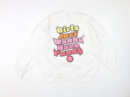 Skinnydip London Womens White Small Pullover Sweatshirt Graphic Print