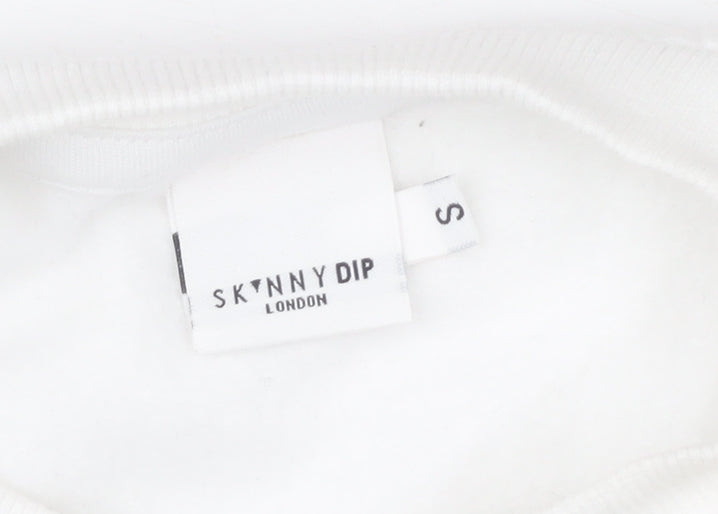 Skinnydip London Womens White Small Pullover Sweatshirt Graphic Print