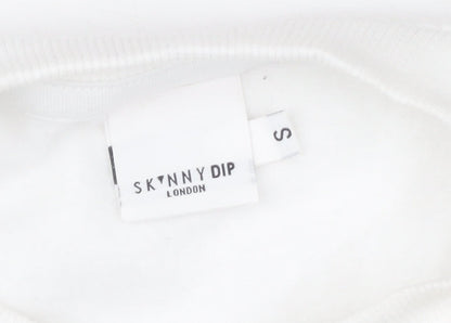 Skinnydip London Womens White Small Pullover Sweatshirt Graphic Print