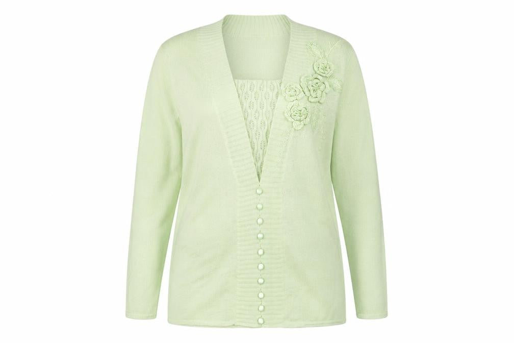 Womens UK Size 18 Damart Green Cardigan Jumper