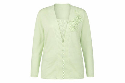 Womens UK Size 18 Damart Green Cardigan Jumper