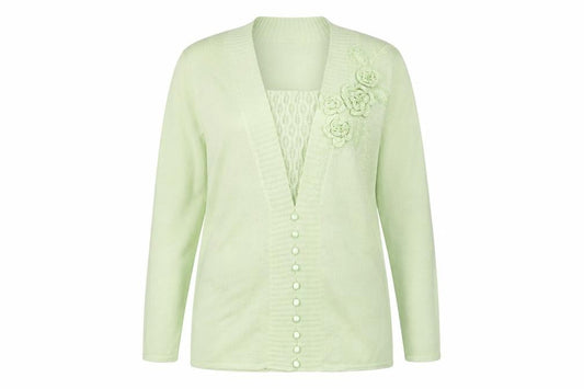 Womens UK Size 18 Damart Green Cardigan Jumper