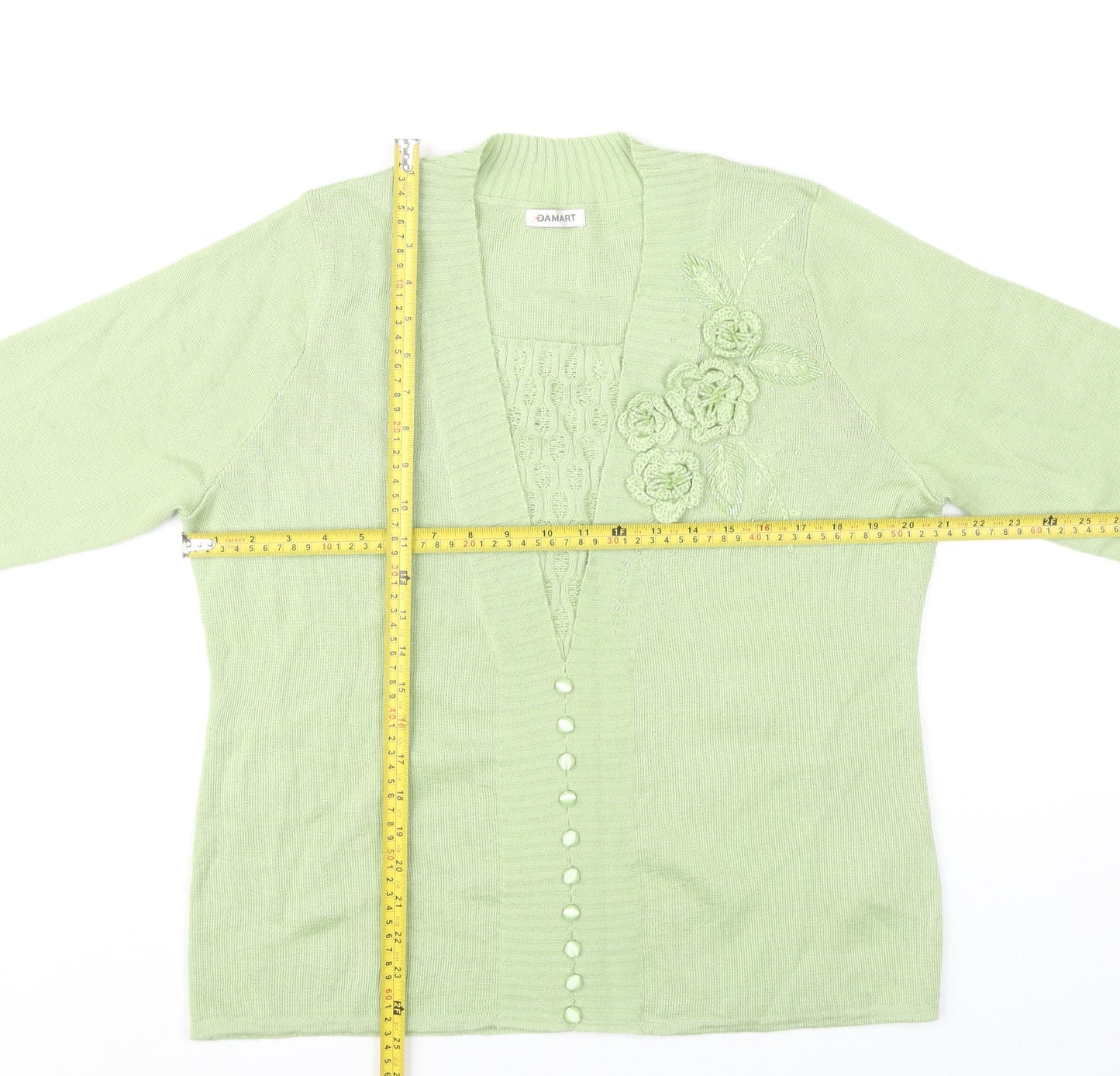 Womens UK Size 18 Damart Green Cardigan Jumper