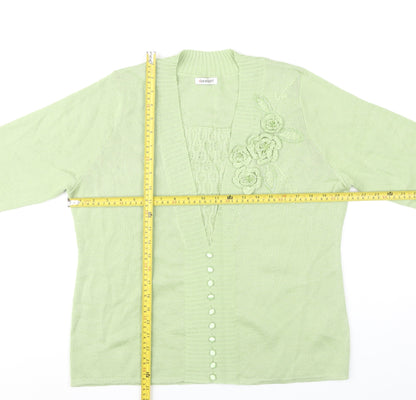 Womens UK Size 18 Damart Green Cardigan Jumper