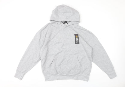 True Student Mens Grey Pullover Hoodie M Regular Fit Graphic Print