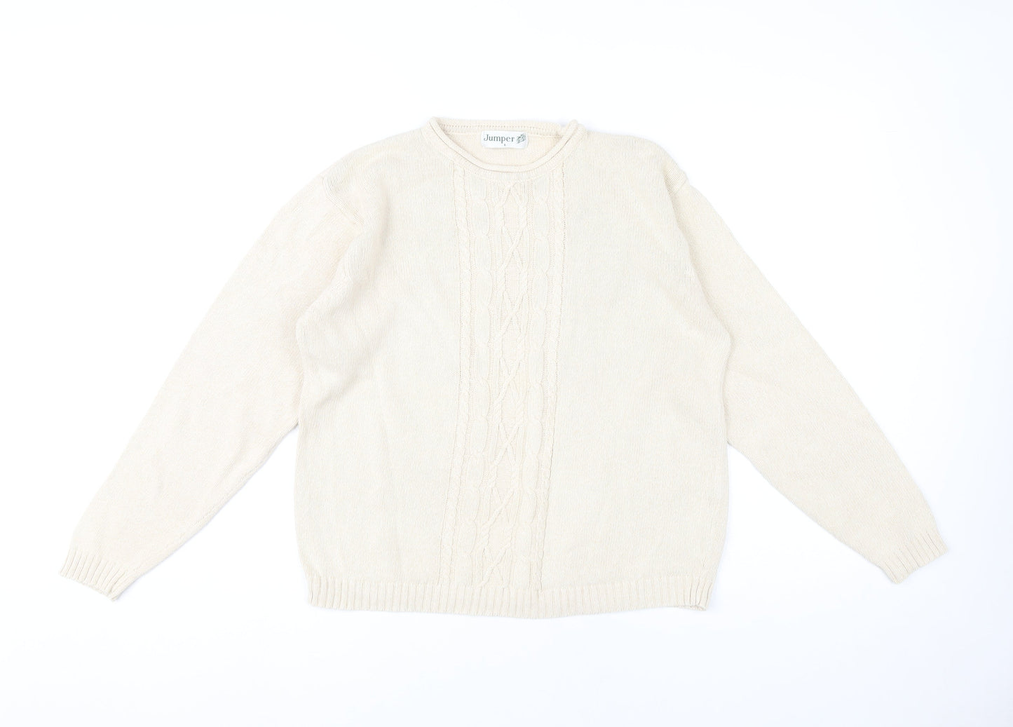 Womens UK Size L Jumper Beige Pullover Jumper