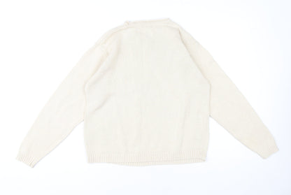 Womens UK Size L Jumper Beige Pullover Jumper
