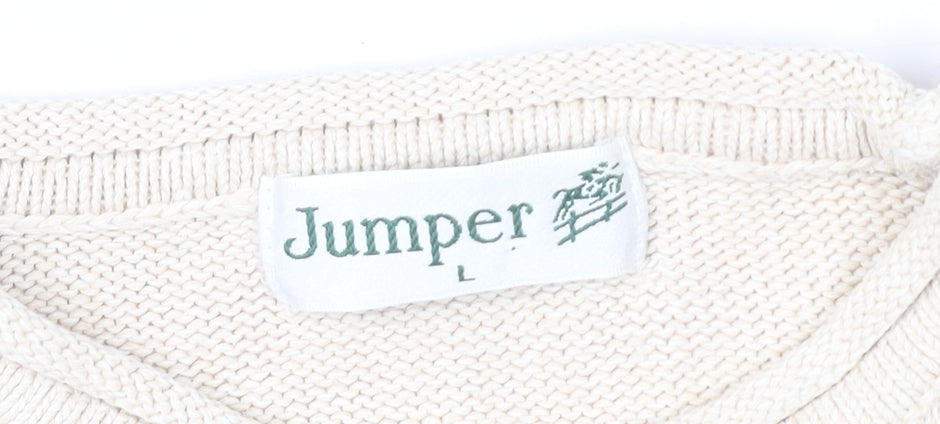 Womens UK Size L Jumper Beige Pullover Jumper