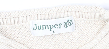 Womens UK Size L Jumper Beige Pullover Jumper