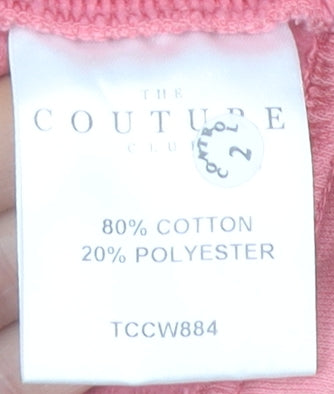 The Couture Club Women Pink Crop Sweatshirt S Embroidered Logo Pullover