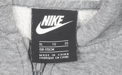 Nike Boys Grey Full Zip Hoodie XL (158-170cm) Cotton Blend Sportswear