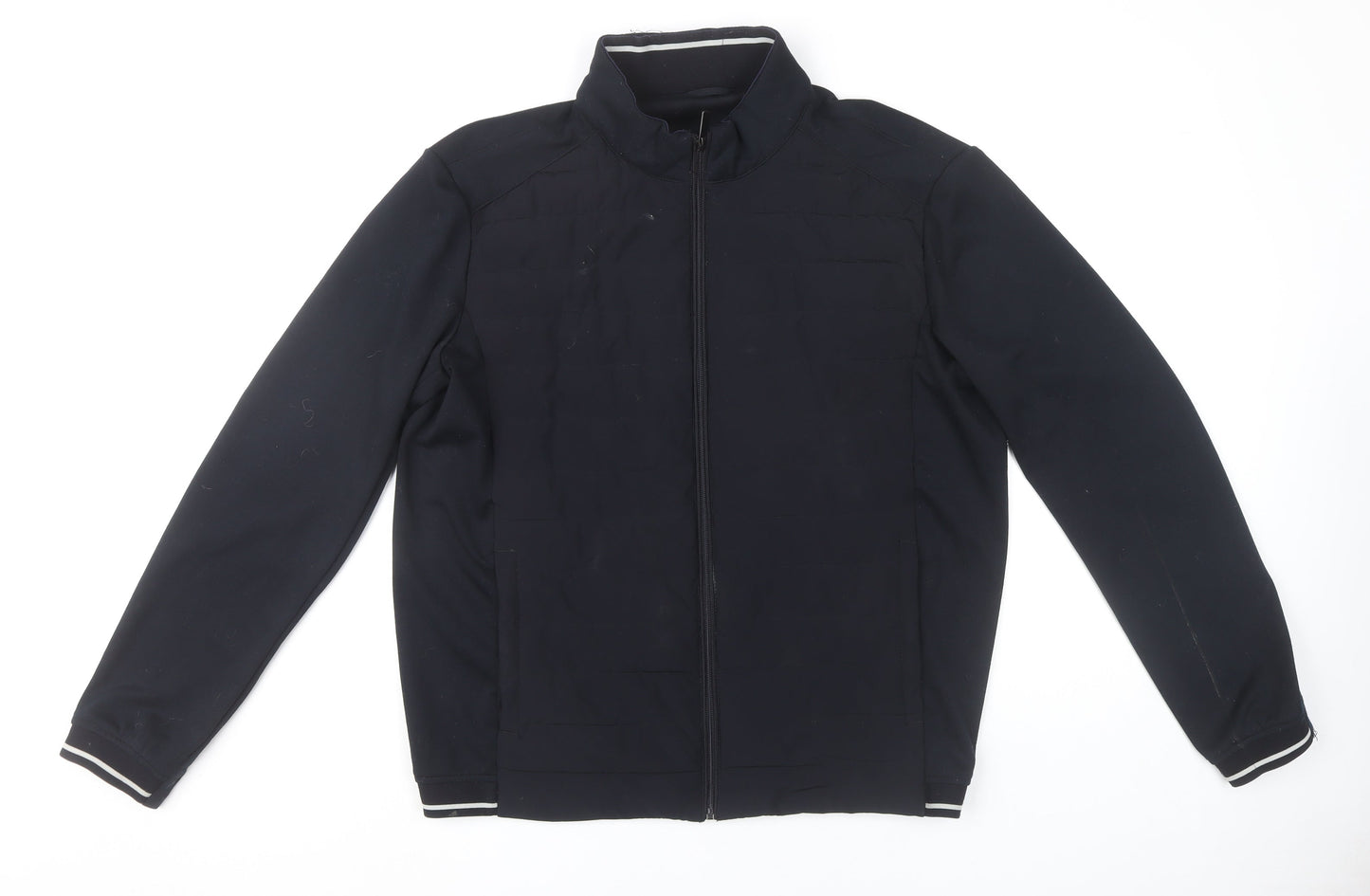 Zara Men’s Black XL Bomber Jacket Full Zip Polyester Casual