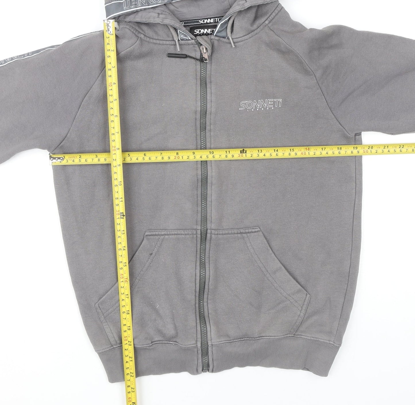 Sonneti Boys Grey Full Zip Hoodie Age 13 Years Regular Fit Casual