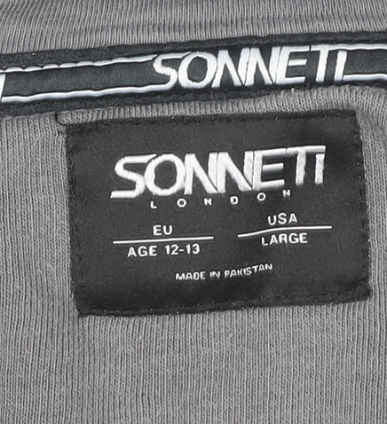 Sonneti Boys Grey Full Zip Hoodie Age 13 Years Regular Fit Casual