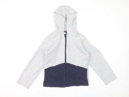 Mountain Warehouse Boys Grey Blue Full Zip Hoodie 9-10 Years Cotton Blend