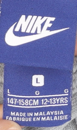 Nike Boys Grey Pullover Hoodie 12-13 Years Regular Fit Logo Sportswear
