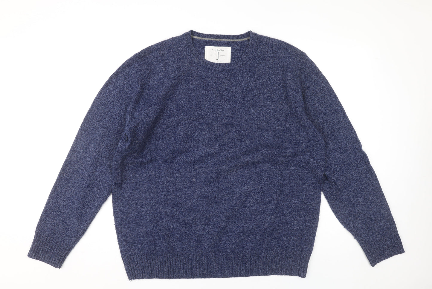 Jasper Conran Mens Blue 2XL Wool Blend Crew Neck Jumper
