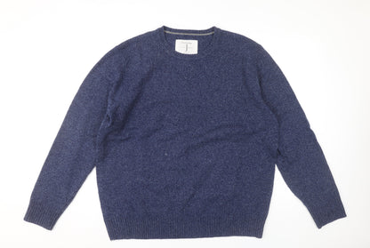 Jasper Conran Mens Blue 2XL Wool Blend Crew Neck Jumper
