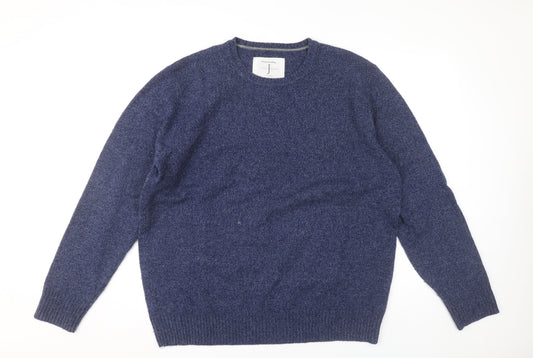 Jasper Conran Mens Blue 2XL Wool Blend Crew Neck Jumper