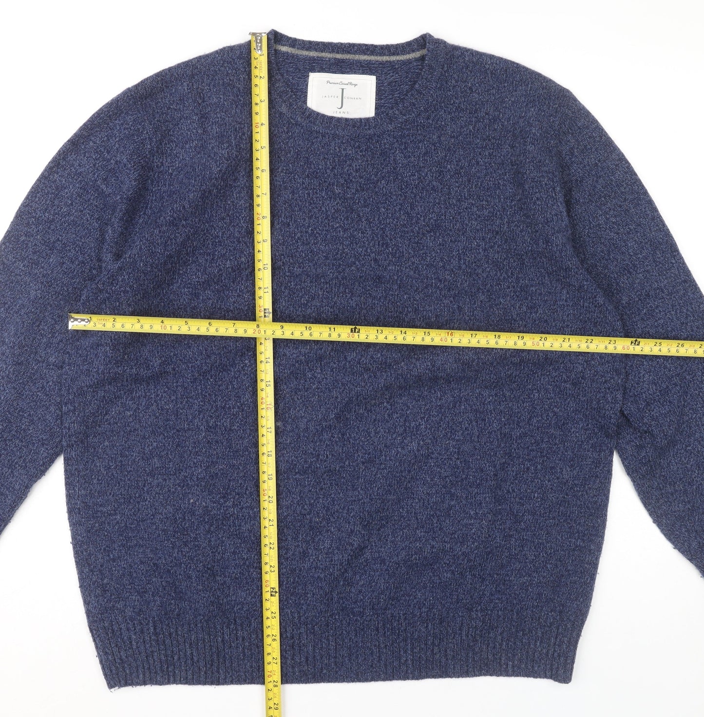 Jasper Conran Mens Blue 2XL Wool Blend Crew Neck Jumper