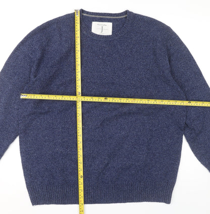 Jasper Conran Mens Blue 2XL Wool Blend Crew Neck Jumper