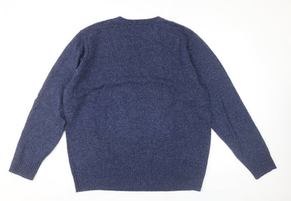 Jasper Conran Mens Blue 2XL Wool Blend Crew Neck Jumper