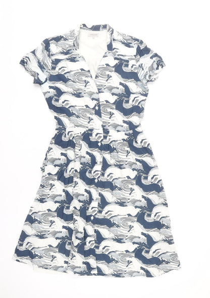 Great Plains Women’s Blue White Animal Print Shirt Dress Size S