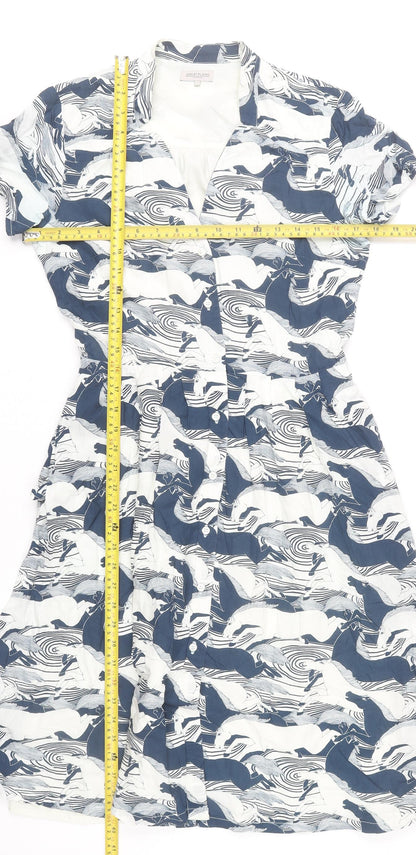 Great Plains Women’s Blue White Animal Print Shirt Dress Size S