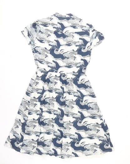 Great Plains Women’s Blue White Animal Print Shirt Dress Size S