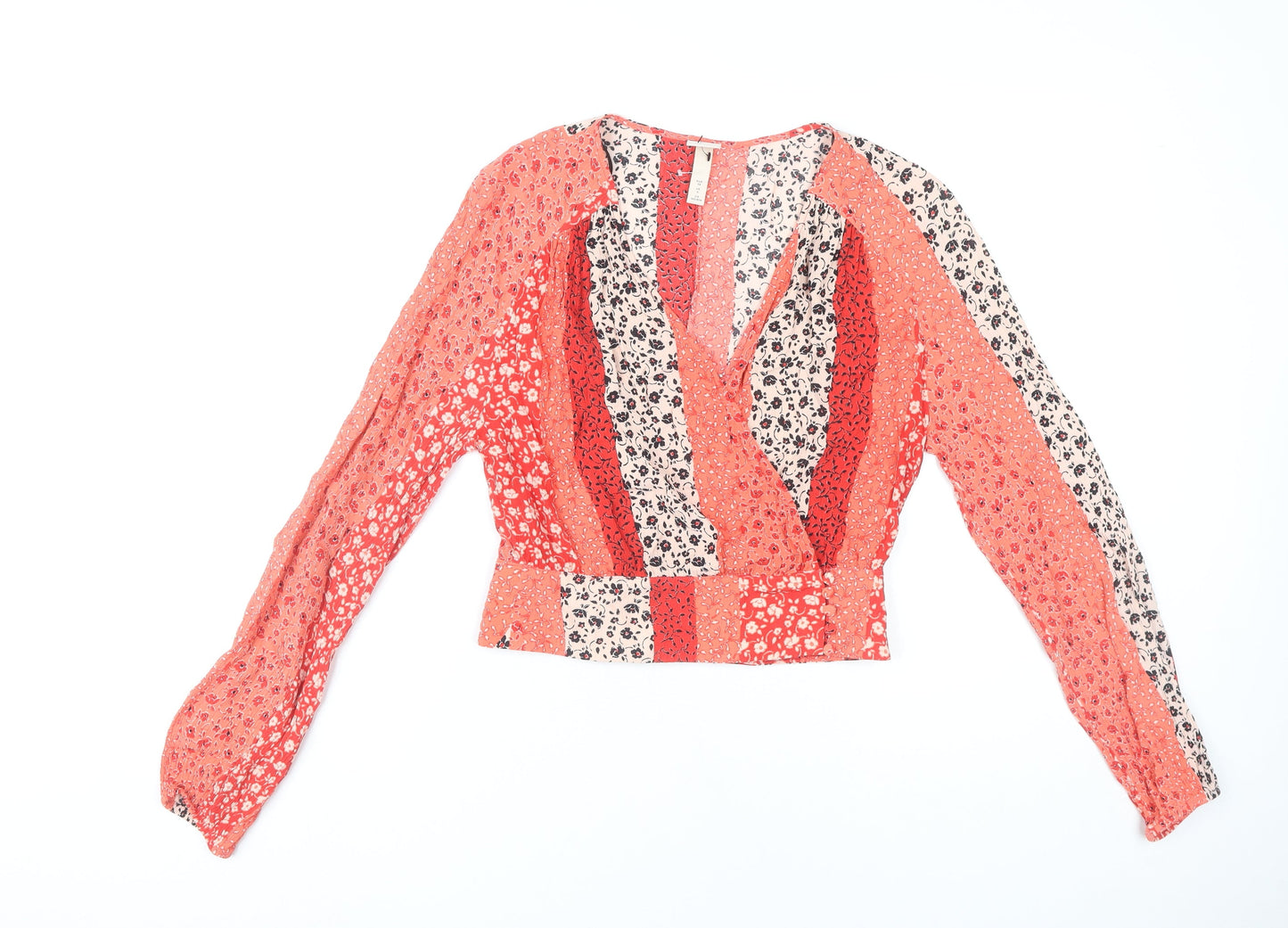 Womens UK Size 6 H&M Multicoloured Wrap Blouse