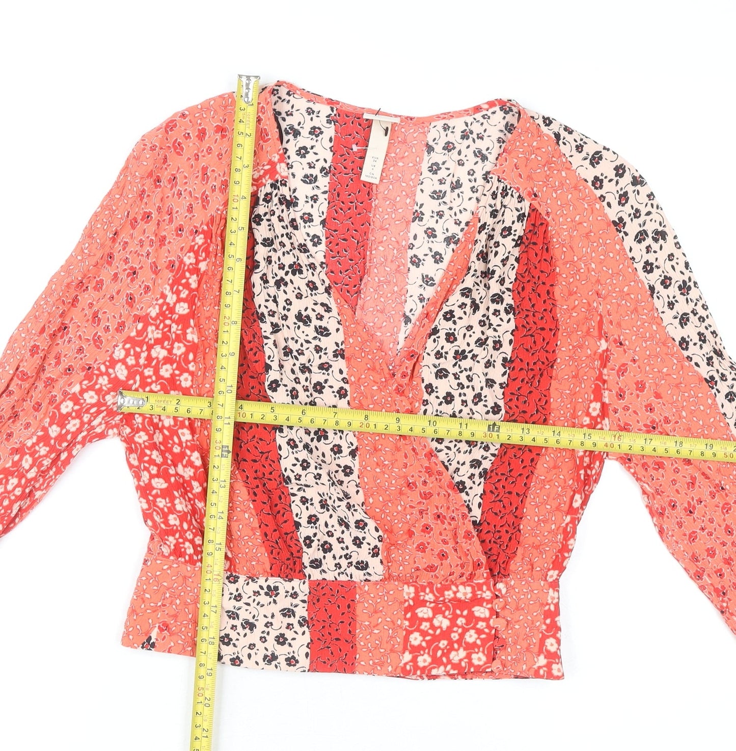 Womens UK Size 6 H&M Multicoloured Wrap Blouse