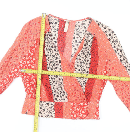 Womens UK Size 6 H&M Multicoloured Wrap Blouse