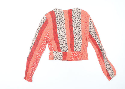 Womens UK Size 6 H&M Multicoloured Wrap Blouse