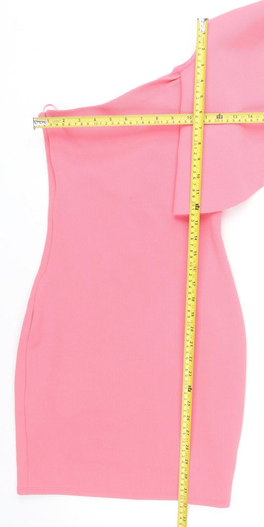 Miss Selfridge Women’s Pink One Shoulder Bodycon Dress Size 8
