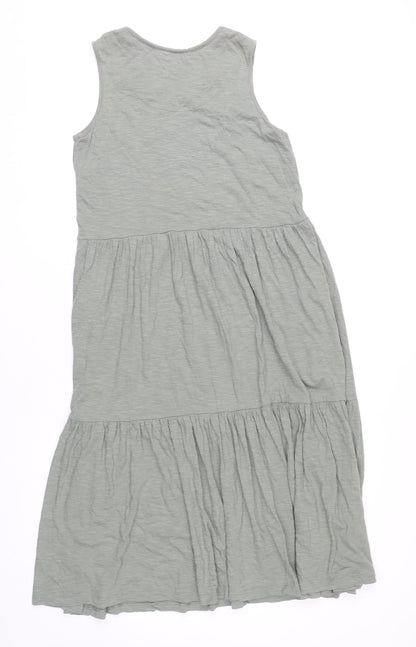 Brakeburn Womens Green Size 8 A-Line Midi Sleeveless Dress