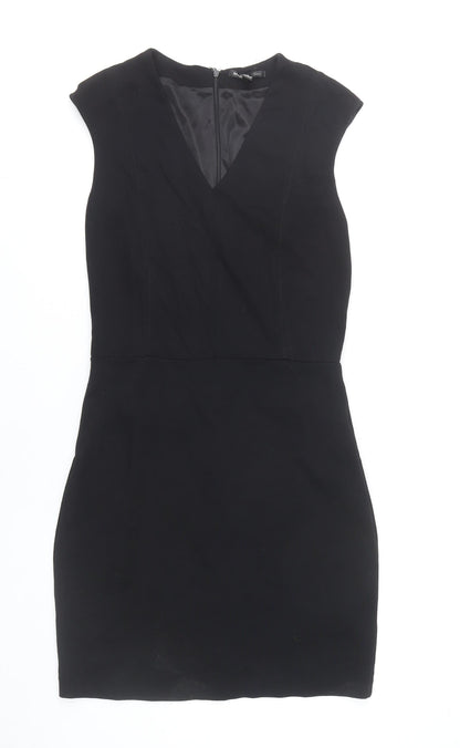 Mango Women’s Black Bodycon Dress Size 10 Sleeveless V-Neck Work Party