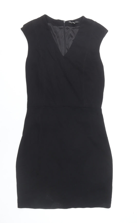 Mango Women’s Black Bodycon Dress Size 10 Sleeveless V-Neck Work Party