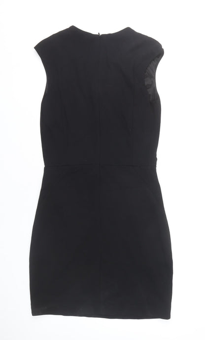 Mango Women’s Black Bodycon Dress Size 10 Sleeveless V-Neck Work Party