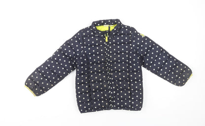 Gap Girls Blue Polka Dot Puffer Jacket Coat 5 Years Full Zip Quilted