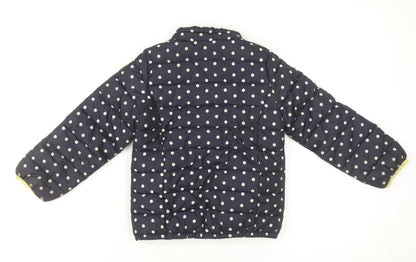 Gap Girls Blue Polka Dot Puffer Jacket Coat 5 Years Full Zip Quilted