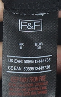 F&F Womens Black Size 8 Tunic Blouse Puff Sleeve High Neck