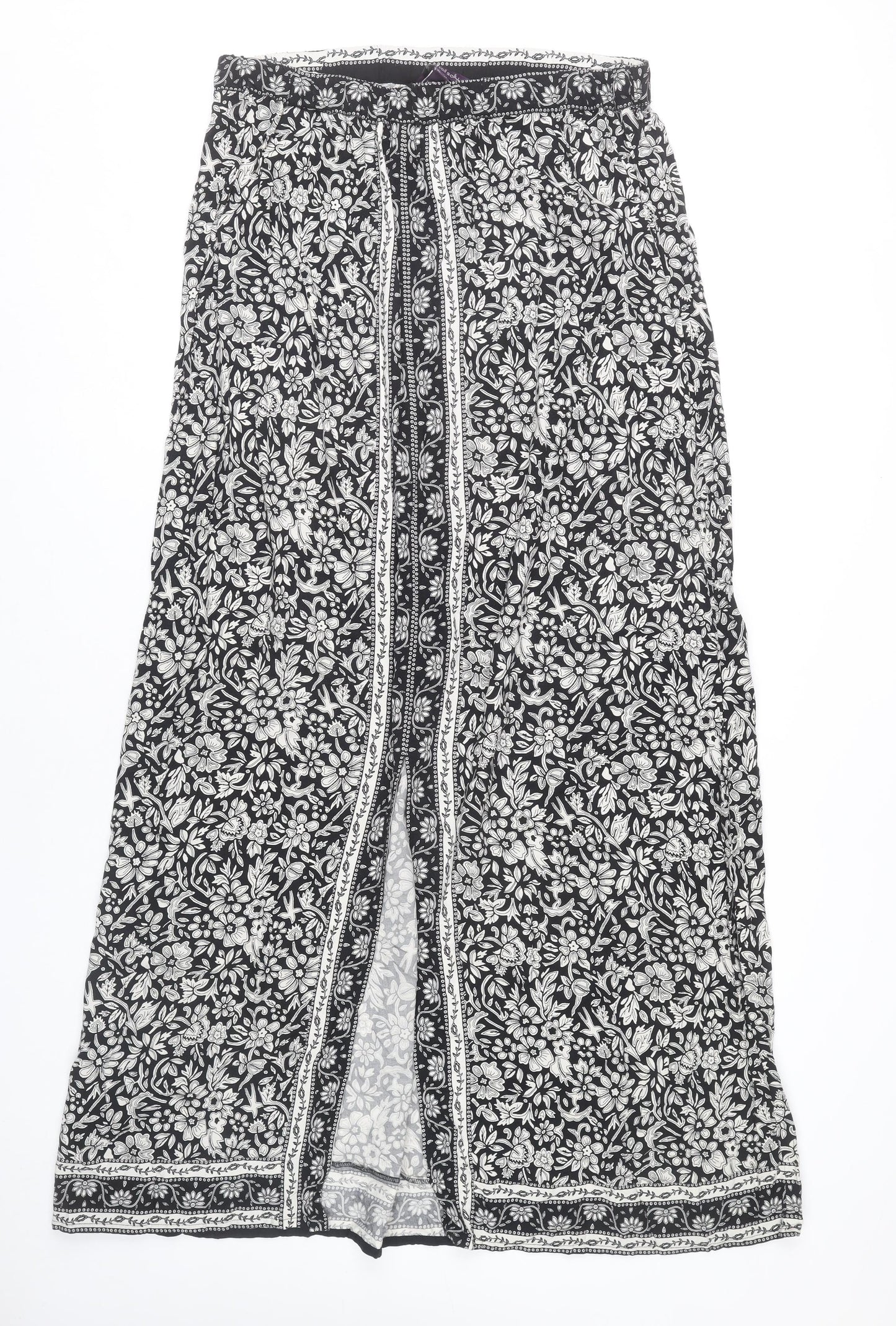 Long Tall Sally Womens Black Floral A-Line Midi Skirt Size 16 Tall