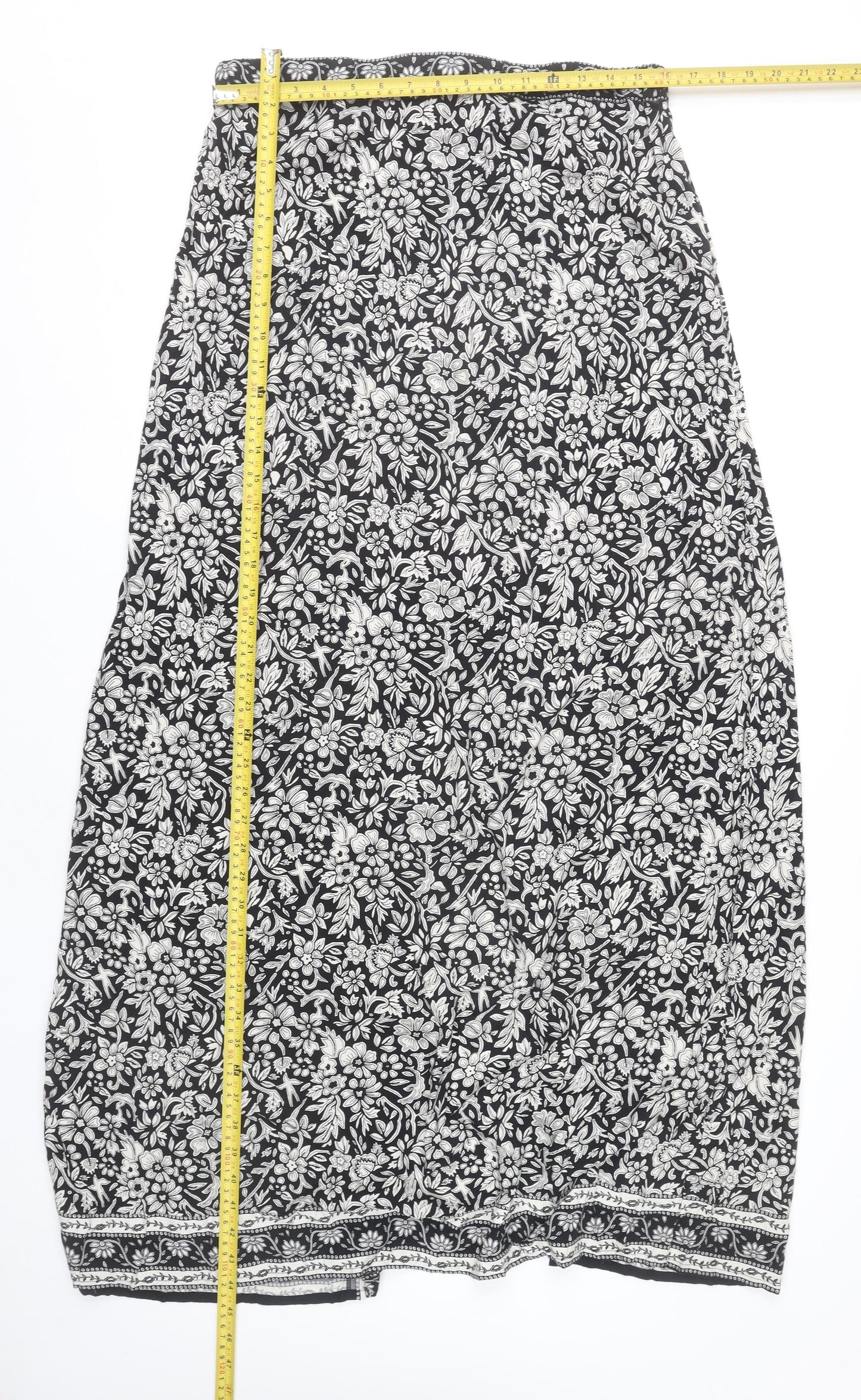 Long Tall Sally Womens Black Floral A-Line Midi Skirt Size 16 Tall